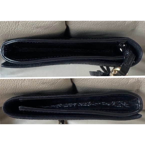 Authentic Gucci Soho Black Patent Leather Tassel Flap Clutch - Picture 3 of 14